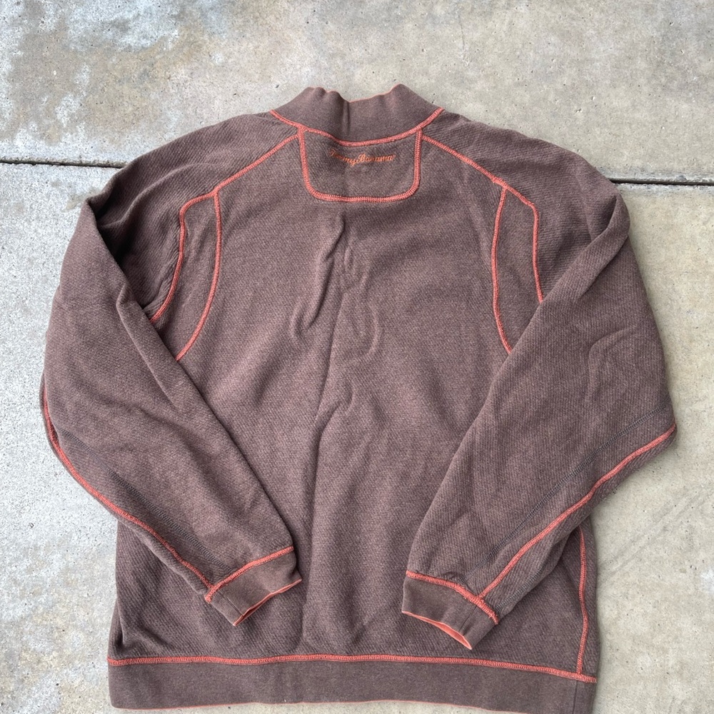 Tommy Bahama Reversible Quarter Zip Pullover Men's XL Brown Orange Sweatshirt - Picture 3 of 7